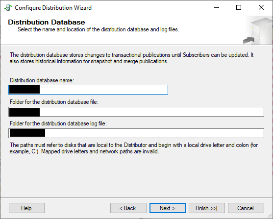 sql server transactional replication- configure database